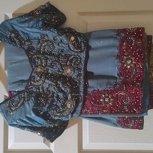 Designer Diamond work Embellished saree ready made blouse sz. 34/36